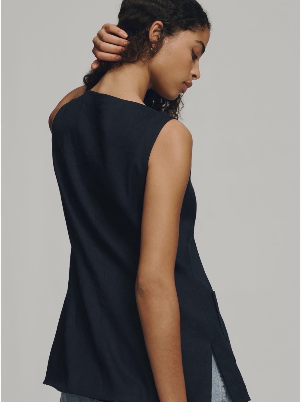 Maeve Classic Black Button-Front Sleeveless Women's Vest Top size Small - Picture 2 of 14